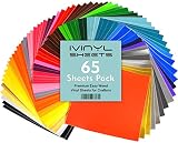 iVinyl - 65 Adhesive Vinyl Sheets 12" x 12" Permanent Self Adhesive Backed Vinyl Sheets - 65 Glossy & Matt Assorted Colors Sheets for Cricut, Craft Cutters, Silhouette Cameo & Crafting Machines