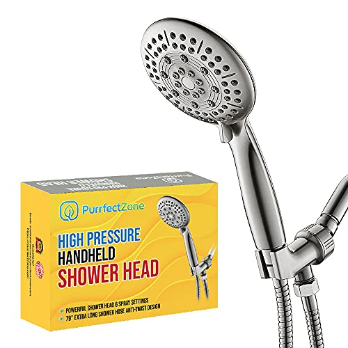 Purrfectzone High Pressure 4.7" Brushed Nickel Hand Held Shower Head