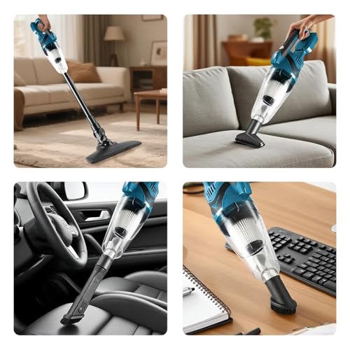 Battery Vacuum Cleaner for Makita 18 V Batteries, 10000 Pa 4-in-1 Portable Handheld Vacuum Cleaner, 140 W Cordless Vacuum Cleaner with 0.75 L Large Dust Cup, for Pet Hair, Carpets, Hard Floors, Car (without Battery)
