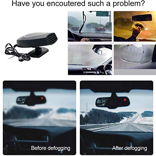 Aochol Windshield Car Heater, Fast Heating Quickly Defrosts Defogger, 2 in 1 Heating/Cooling Function 3-Outlet Car Heater, Plug Adjustable Thermostat in Cigarette Lighter 12V 150W