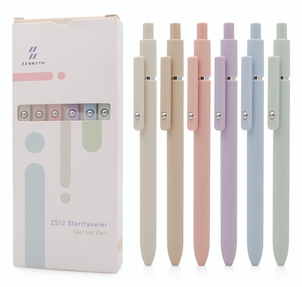 czxwyst 6pcs Retractable Gel Ink Pens 0.5mm Fine Point Black Ink Ballpoint Pens for Daily Writing (Macaron)