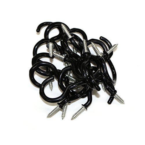 Aoyoho 60Pcs Vinyl Coated Screw-In Ceiling Hooks Cup Hooks Light Hooks(Black) - Thumbnail 2