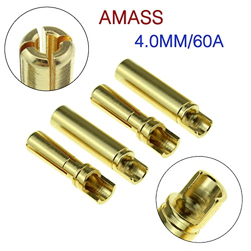 Amass 20Pair TB35 Amass 4.0mm Thick Gold Bullet Banana Connector Plug Gold Plated for ESC Battery