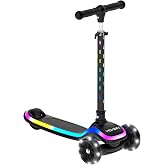 Hover-1 Chroma Folding Kick Scooter for Kids with Multicolor Wheel Lights, 3&rdquo; Front Wheels, Rear Foot Brake, and 110 LB Weight Capacity