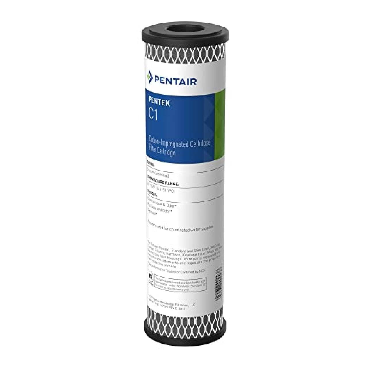 Photo 1 of Pentair Pentek C1 Carbon Water Filter, 10-Inch, Under Sink Dual Purpose Powdered Activated Carbon-Impregnated Cellulose Replacement Cartridge, 10" x 2.5", 5 Micron, Black