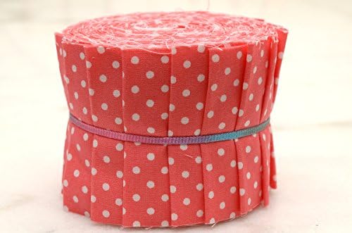 Notions Potions Quilt Jelly Roll 2.5x44" 6.4x112 cm. 20 Strips Cute Pastel Coral Polka Dot
