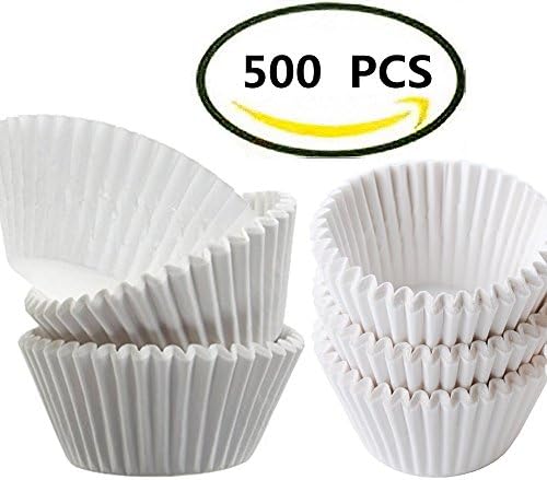 500 Pcs White Cupcake Baking Cups Cake Candy Cookie Decoration - Regular Size (White)