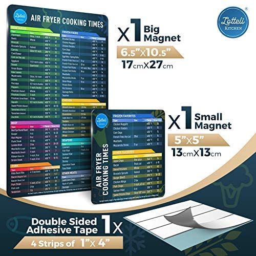 Air Fryer Magnetic Cheat Sheet Set - Air Fryer Accessories Cookbook - As Seen on The Today Show an Easy to Use AirFryer Time Chart Set - Strong Magnet Quick Reference Cooking Guide for Frying (Black)