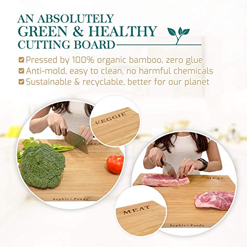 Sophie & Panda Organic Bamboo Cutting Boards for Kitchen Enable