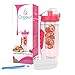 Dajour Fruit Infuser Water Bottle 32 Ounce NO BPA Sports Flavor Infusion Bottle - Plus Recipe Ebook and Cleaning Brush Included (2 Pack - Pink&Blue)