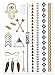 Premium Temporary Tattoos 8 Sheets 100+ Designs of Flash Metallic Gold, Silver & Color Shimmer by Life Essentials-Trendy Tribal & Boho Jewelry Tattoos