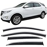 Window Visor Compatible With 2018-2019 Chevy Equinox | Injection W Chrome Trim PC Rain Deflector Guard by IKON MOTORSPORTS