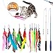 JIARON Feather Teaser Cat Toy, 2PCS Retractable Cat Wand Toys and 10PCS Replacement Teaser with Bell Refills, Interactive Catcher Teaser and Funny Exercise for Kitten or Cats. primary