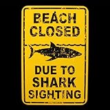 Beach Closed Due to Shark Sighting Sign