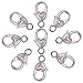 PandaHall Elite 10 Pcs Brass Heart Rhinestone Lobster Claw Clasps Cord End 25x13mm for Jewelry Making Finding Silver
