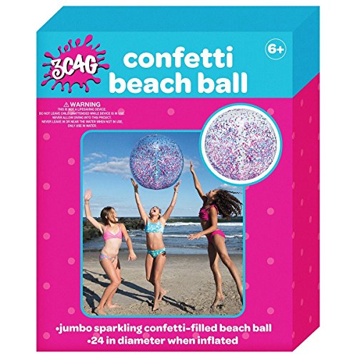 3C4G Glitter Confetti Beach Ball, 24", Multicolor