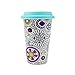 DCI Color Joy Adult Coloring Products, I Am Not A Paper Cup, Custom Travel Coffee Mug, Blue Lid, 12oz Capacity, Geo Spheres Design, White, Ceramic, Spill-Proof