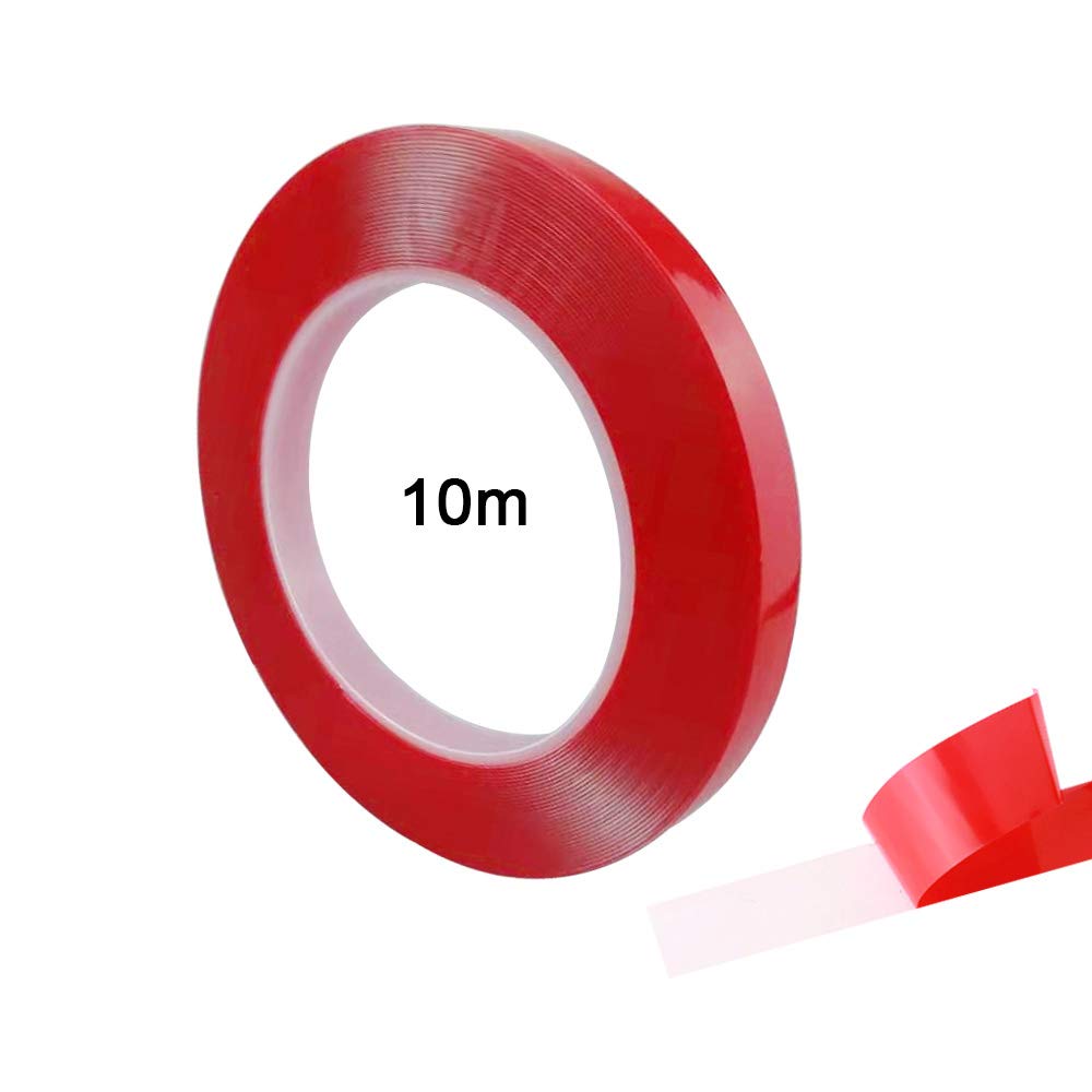 QitinDasen 10m X 10mm Premium Heavy Duty Transparent Acrylic Foam Mounting Tape, Roll Double Sided Adhesive Tape, Waterproof & Heat Resistant, for Indoor and Outdoor (Thick 0.5mm)