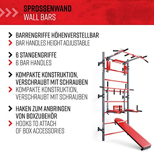 K-Sport-Trainingsset-SprossenwandDip-Station-Klimmzugstange-Trainingsbank-I-Kraftstation-mit-Pull-Up-Bar-Dip-Stange-Hantelbank-I-Klimmzug-Dip-Station-I-Professionelle-Fitnessgeraete-fuer-Zuhause