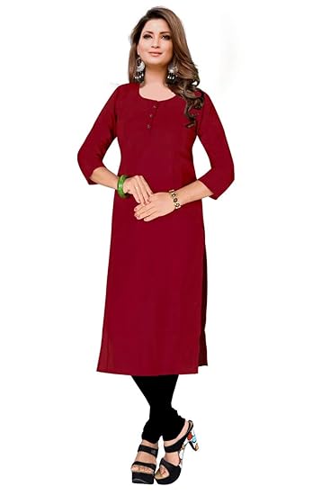 SK SONIYA SAHELI Women's Cotton Straight Solid Stitched Casual Kurti