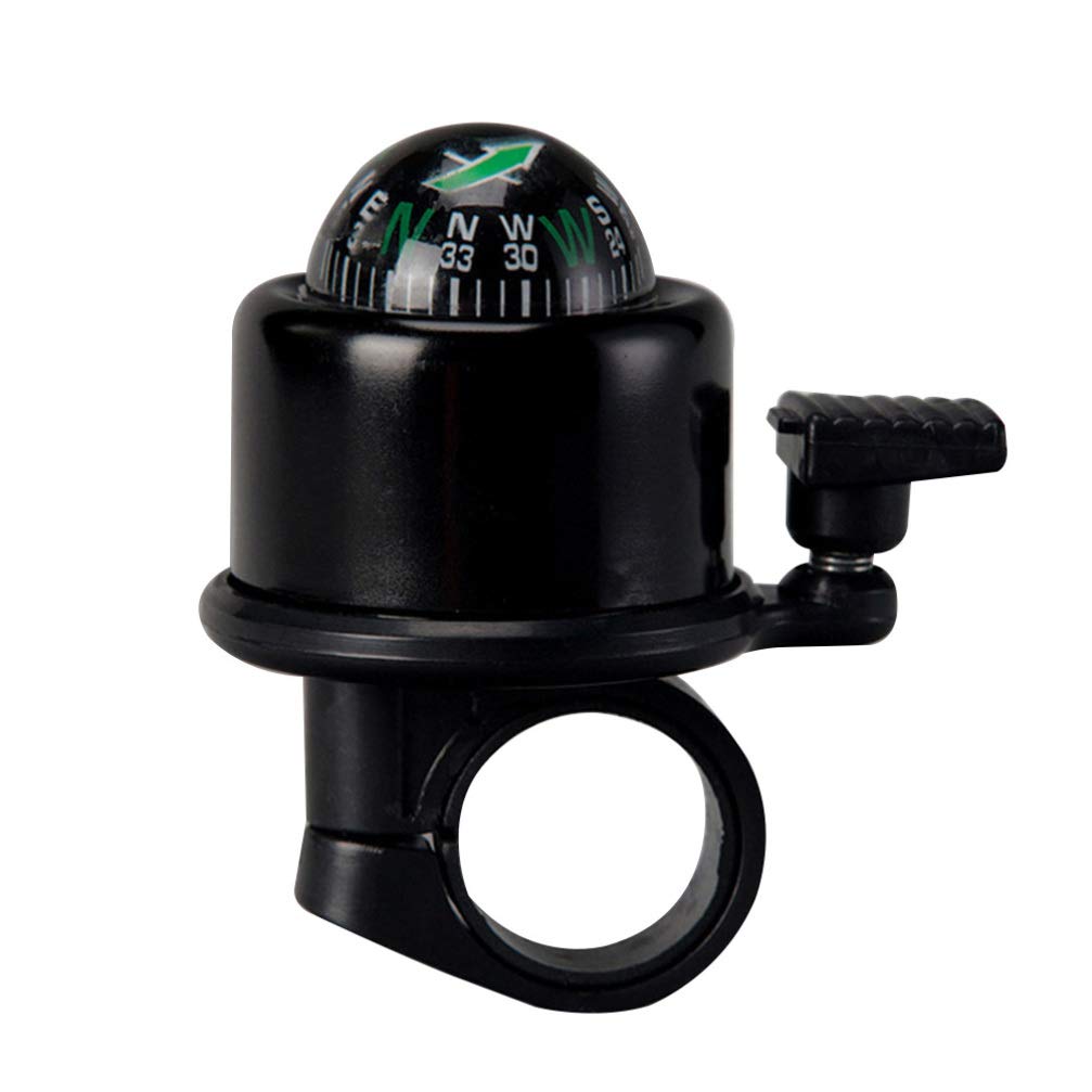 Garneck Mountain Bike Bell Electric Bike Creative Metal Compass Handlebar Bicycle Ring for Bicycle Mountain Bike Accessories (Black Ring Folding
