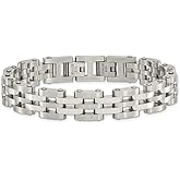 The Black Bow 13mm Stainless Steel Brushed & Polished Panther Link Bracelet, 8.75 In