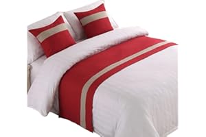Lightolife Modern Bed Runner Decorative Bed End Scarf for Home Hotel Guesthouse, Red, 101x19.5in/ 260x50cm