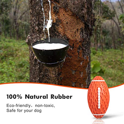YOUMI Dog Chew Squeaky Toy Ball, Dog Interactive Toy for Aggressive Chewers, Durable Dog Toys Rugby Shape for Dogs, Rubber Chew Ball with Squeaker, Makes Dog Fun, for Fetch Game and Outdoor Play
