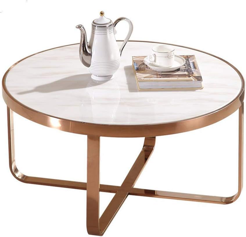 Mid Century Modern Coffee Table For Living Room Furniture Accent Cocktail Side Table With Rose Gold X Base Natural Marble Tabletop 60 70 80cm Amazon Co Uk Kitchen Home