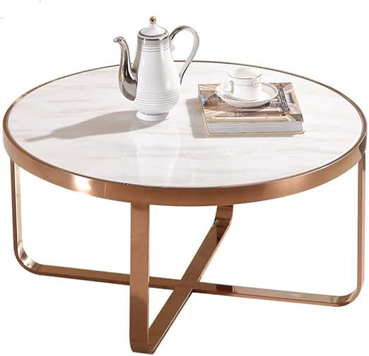 Mid Century Modern Coffee Table For Living Room Furniture Accent Cocktail Side Table With Rose Gold X Base Natural Marble Tabletop 60 70 80cm Amazon Co Uk Kitchen Home