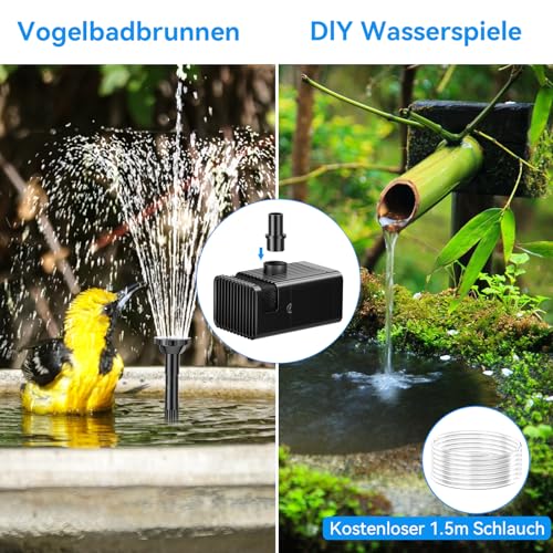 POPOSOAP Solar Fountain 8 W with 3600 mAh Backup Battery, Dry Run Protection Water Pump for Pond, Bird Tray, Aquatic Decor