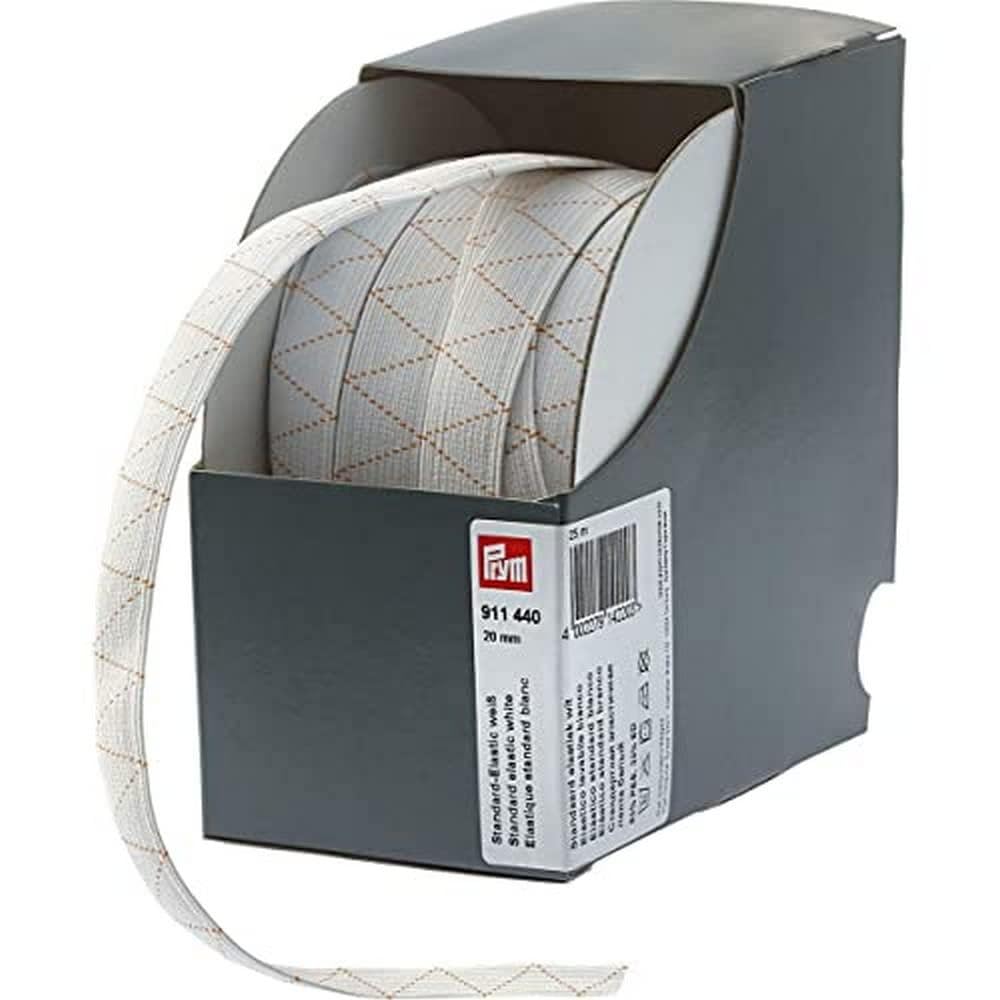 Prym 911440 Standard Elastic, 20 mm, 25 m, White