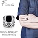 FINREZIO 2Pcs Stainless Steel Rings for Men Vintage Biker Signet & Band Ring Set Size 7-15