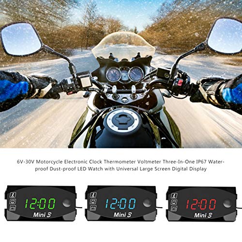 Betteros Motorfiets LED Klok, Motorfiets Elektronische Klok Thermometer Voltmeter Drie-In-Een Digitale Display IP67… - Image 4