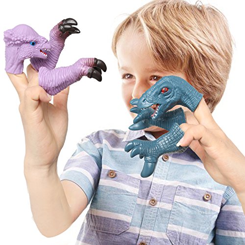rainbow yuango 36PCS Realistic Dinosaur Finger Puppets Playset Soft Vinyl Rubber Dinosaur Head Finger Puppet with Feet Theaters Doll Model Toy for Kids