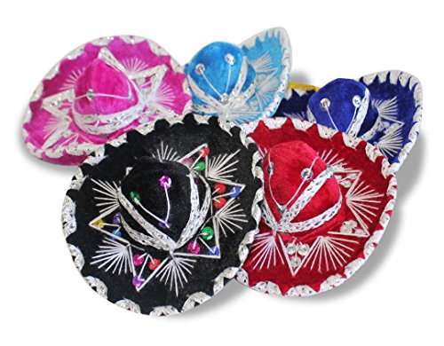 Del Mex Set of Five (5) Mexican Charro Mini Sombrero Mariachi Felt Costume Decor (Assorted)