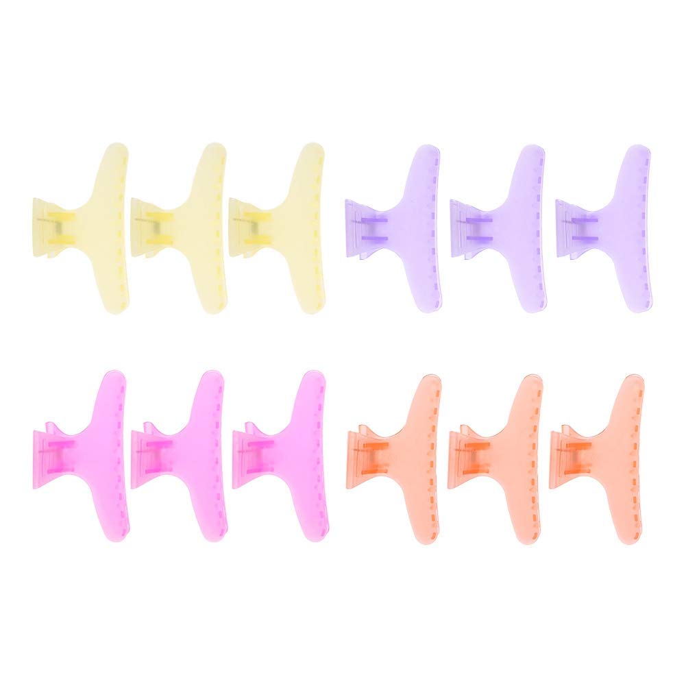 Sonew 12Pcs Colorful Hair Clips Lovely Butterfly Hair Hold Clip Hair Section Claw Clamp Hairdressing Tool(Clear)