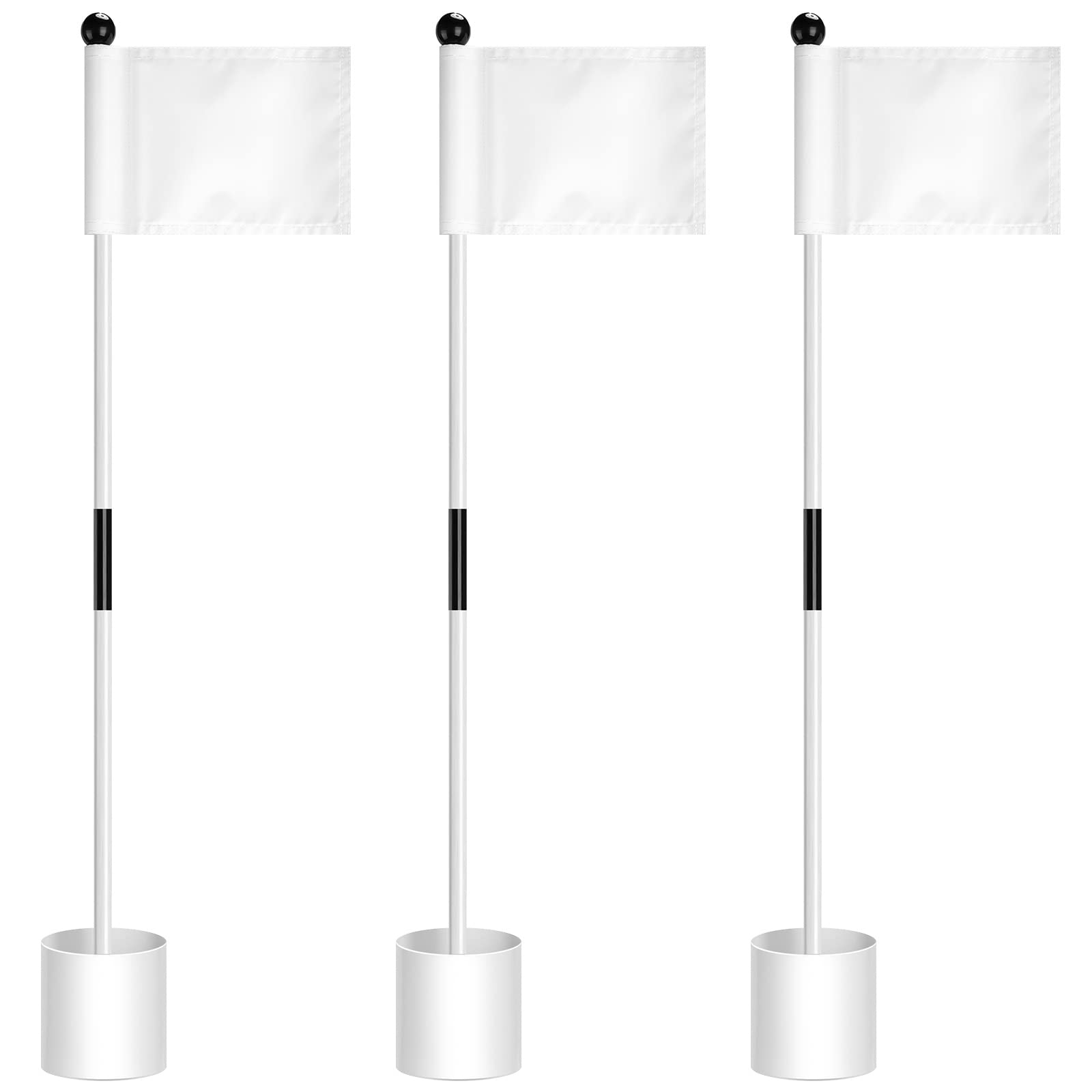Photo 1 of Hungdao 3 Piece Golf Flagstick Mini Putting Green Flag for Yard Golf Pin Hole Cup and Flag Set Portable Practice Putting Green Flagsticks for Driving Range Backyard(Classic)