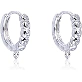 4pcs Adabele Authentic 925 Sterling Silver Round Hoop Huggie Earring Hooks Dangle 5 Cubic Zirconia CZ Ear Wire Tarnish Resistant for DIY Earrings Jewelry Making SS484