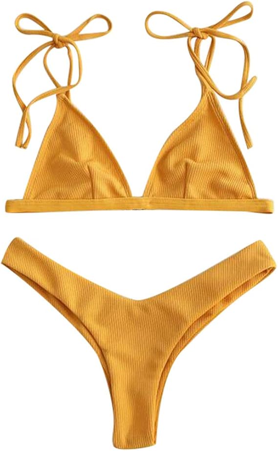 Routinfly Bikini de Mujer, Bikini de Dos Piezas, Ropa de Playa, Sexy, monocromático, Bikini