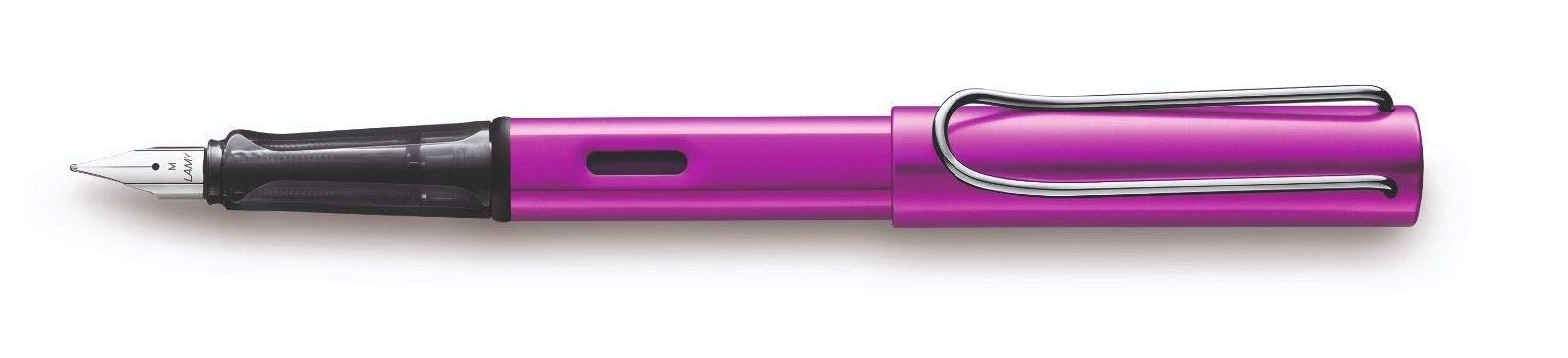 Lamy AL-Star Vibrant Pink Fountain Pen – 2018 Special Edition – Medium Nib – Supplied with a Replacement Lamy T10 Non-Permanent Blue Ink Cartridge – Made in Germany – AL-Star Collection