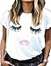 Haola Summer Fashion Women Cute Short Sleeve Printed Tops Casual T Shirt S-White