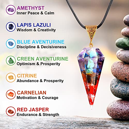 DoreenBow 9Pcs Chakra Crystal Pendant Necklace Set - Carnelian, Amethyst, Rose Quartz Tree Of Life - View #5