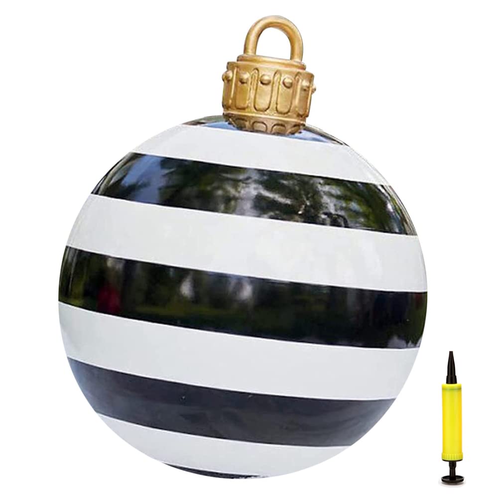 Hiraith Outdoor Inflatable Christmas Ball Decoration, 60cm PVC Christmas Balls with Pump, Garden Ornaments for Family Holiday Party