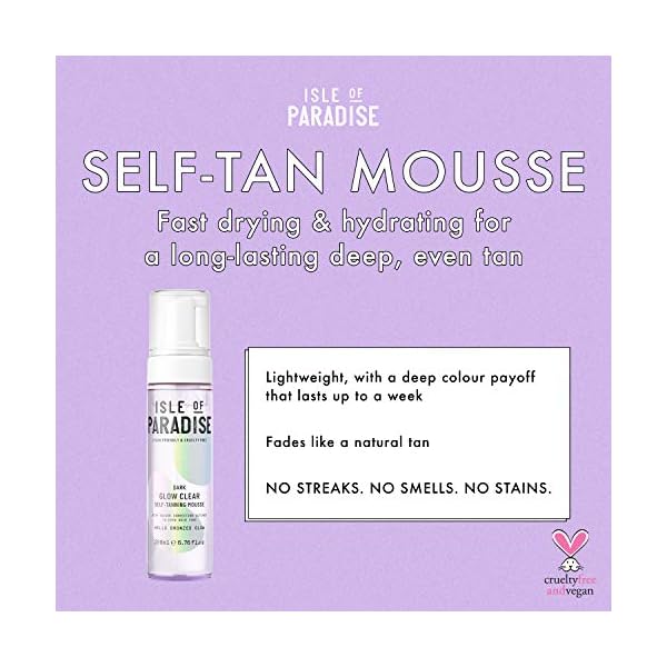 Isle-of-Paradise-Fake-Tan-Mousse-Dark-200-ml-Glow-Clear-Self-Tanning-Foam-Natural-Ingredients-Vegan Isle of Paradise Self Tan Mousse, Dark (200 ml) Glow Clear Self Tanning Foam, Natural Ingredients & Vegan (packaging may…