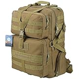 HUKOER 35L/45L Military Tactical Backpack -Tactical Assault Molle Rucksacks Waterproof Expandable Hunting Backpack Outdoor Daypack for Hiking Camping Trekking Hunting Bag (Khaki-45L)