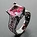 DJ CH AAA Zircon Rose Cubic Cz Stone Women Wedding Black Ring Set Size 5-12