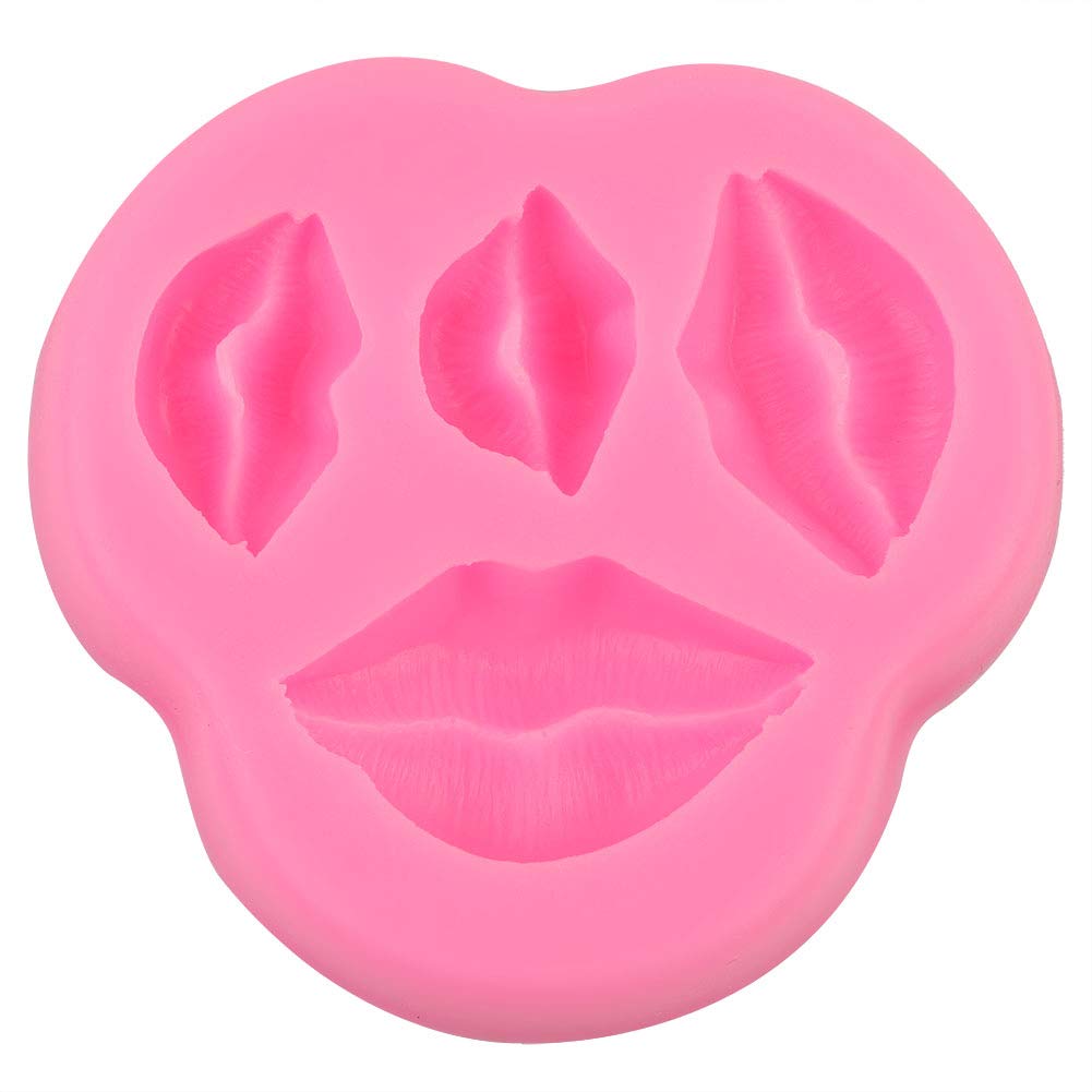 Alvinlite Kiss Fondant Candy Mold, Lips Collection Fondant Silicone Mold for Cake Decoration, Cupcake Topper, Polymer Clay For Baby Shower Wedding Party (Pink)