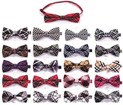 Jpgdnペット用品 犬 蝶ネクタイ 10個入り トリミングリボン 犬用 ヘアアクセサリー 大型犬 ペット 予約 ボウタイ 簡単脱着 手作り ファスナー付き ペット用首輪 調整可能 水洗可能 蝶結び飾り 色ランダム チェック柄
