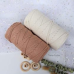 Macrame Cord 3mm 109 Yards Beige, Colored Natural